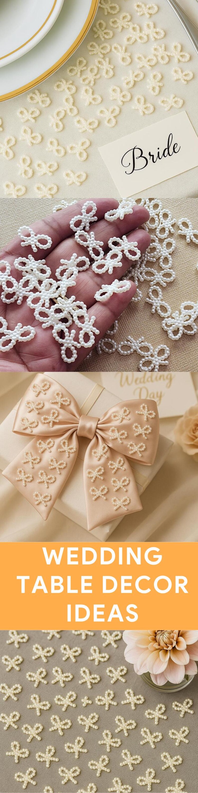Elegant Ivory Bows for Table Scatter, Party Sprinkles, or Craft Projects