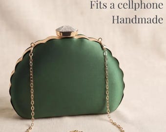 Grön aftonkupong, elegant axelväska med guldkedja, elegant handväska för bröllopsgäster, för formell middag, dejt, kvällspresent