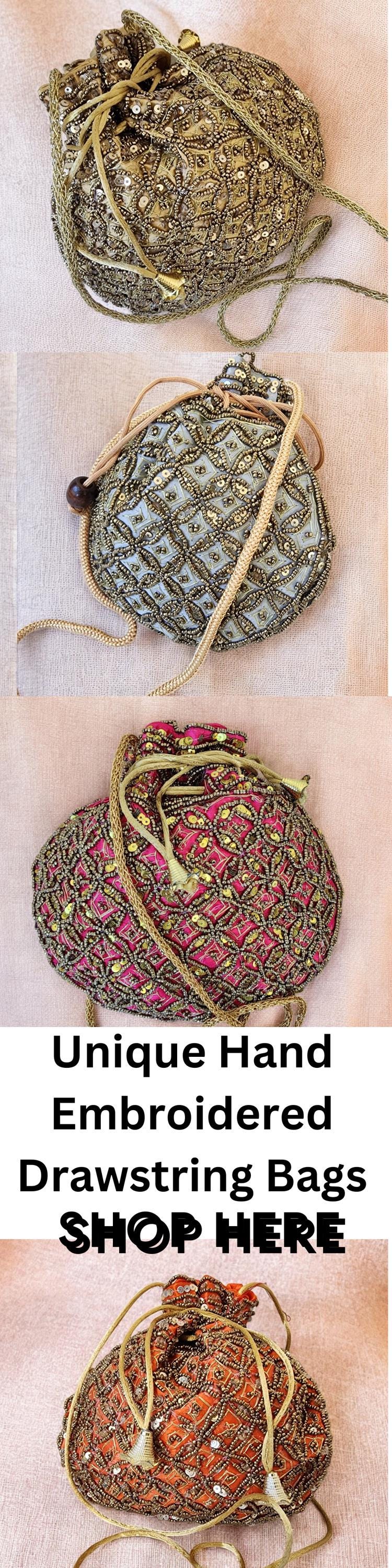 Beige & Gold Embroidered Tasselled Potli Clutch – Ethnic Handbag with Wrist Loop main image 0
