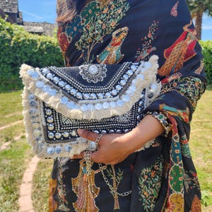 Handmade Boho Bag Vintage Embroidered Purse Banjara Bag Ethnic Clutch Indian Boho Bag Bohemian Accessory Fringe Bag Unique Gift Idea Aunt