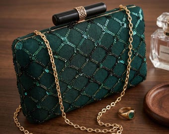 Dark Green Clutch Evening Bag Formal Purse Prom Clutch Gala Bag  Emerald Green Evening Purse Award Ceremony Statement Luxury Gift For Teen