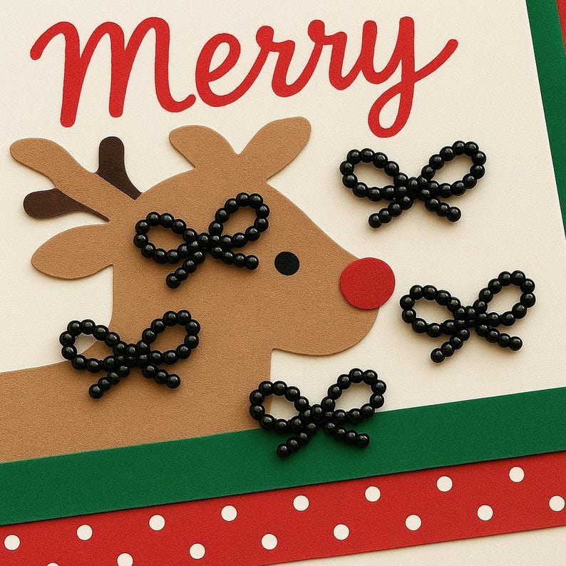 Christmas Bow Embellishment Small Pearl Accessory Craft Supply Holiday Decoration Piece Handmade Tiny Festive Accent Scrapbook Card Making bild 17