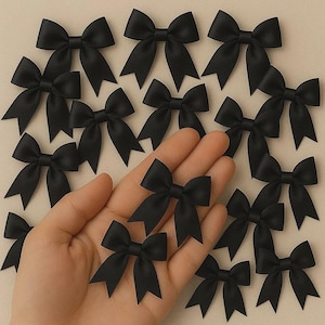 50pcs Black Satin Ribbon Bow V Cut End Pre-Tied Bow for Gift Wrap Favor Craft Gold Ready made Decorative Bow Hair Clip Packaging Pink Bow