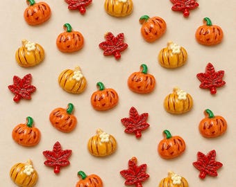 Pumpkin Charm Bulk Halloween Craft Supply Fall Embellishment Teacher Classroom Project Supply Hair Bow Accessory Scrapbook DIY Autumn Decor