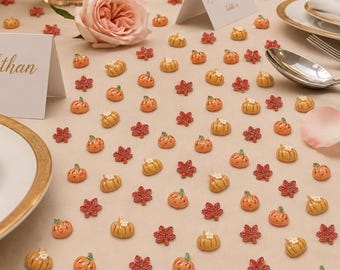 Fall Wedding Confetti Pumpkin Maple Leaf Table Scatter Autumn Wedding Decor Cottagecore Reception Table Decorations Rustic Bridal Shower