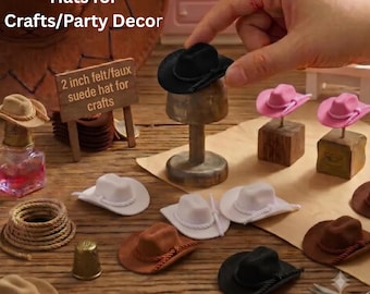 Mini Cowboy Hat 2 Inch for Craft Cowgirl Party Favor Western Theme Decor Doll Hats DIY Hat Bar Bachelorette Party Decor Last rodeo birthday