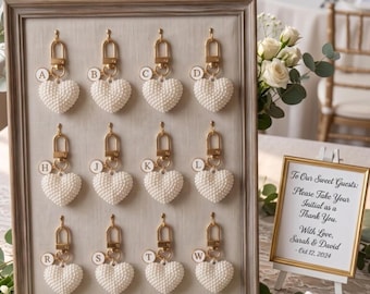 Personalized Wedding Guest Favor Initial Pearl Heart Keychain Custom Bag Charm Bridal Shower Favor Bridesmaid Gift Bulk Wedding Favors