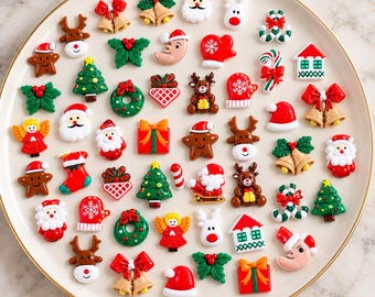 Christmas Resin Charms, Flatback Christmas Cabochons, DIY Craft Embellishments, Holiday Slime Supplies