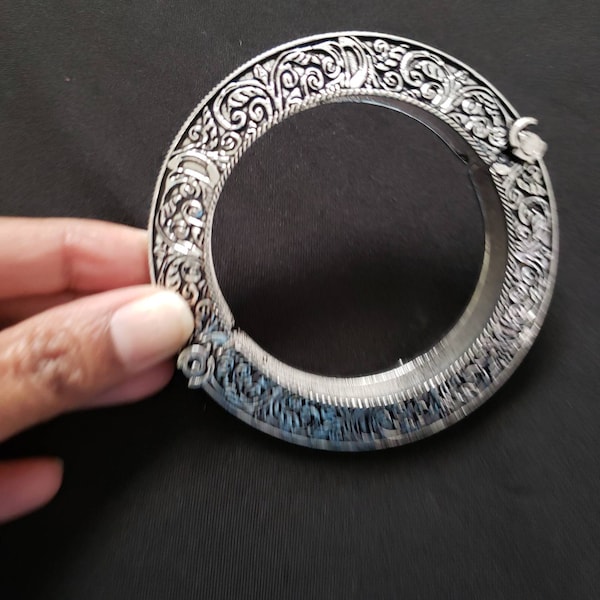 Oxidized Indian Antique Polished Kada | German Silver Kada Bangles | Indian Kada Bangle Bracelet Jewelry for Women | Bracelet Jewelry