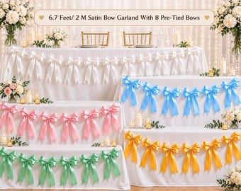 Wedding Bow Garland for Bridal Shower Bachelorette Party Decor Bridal Brunch Reception & Romantic Wedding Decoration Pre Tied Bow Garland