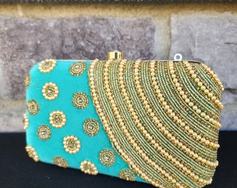 Mint green clutch purse sale