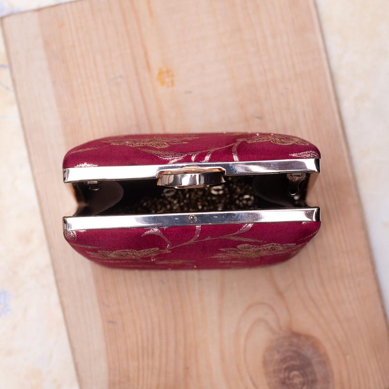 Small Evening Bag Formal Event Purse Dressy Purse Red Brocade Clutch Gold Floral Clutch Elegant Clutch Special Occasion Clutch Wedding Guest Clutch Prom Accessory