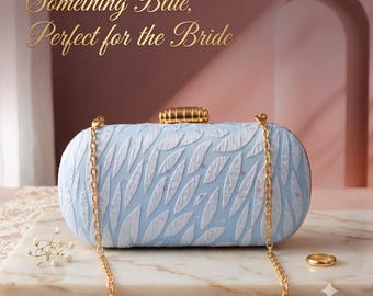 Something Blue Bridal Clutch Bride Wedding Purse Sequins Embroidered Floral Evening Bag Elegant Bride Gift Wedding Day Accessories