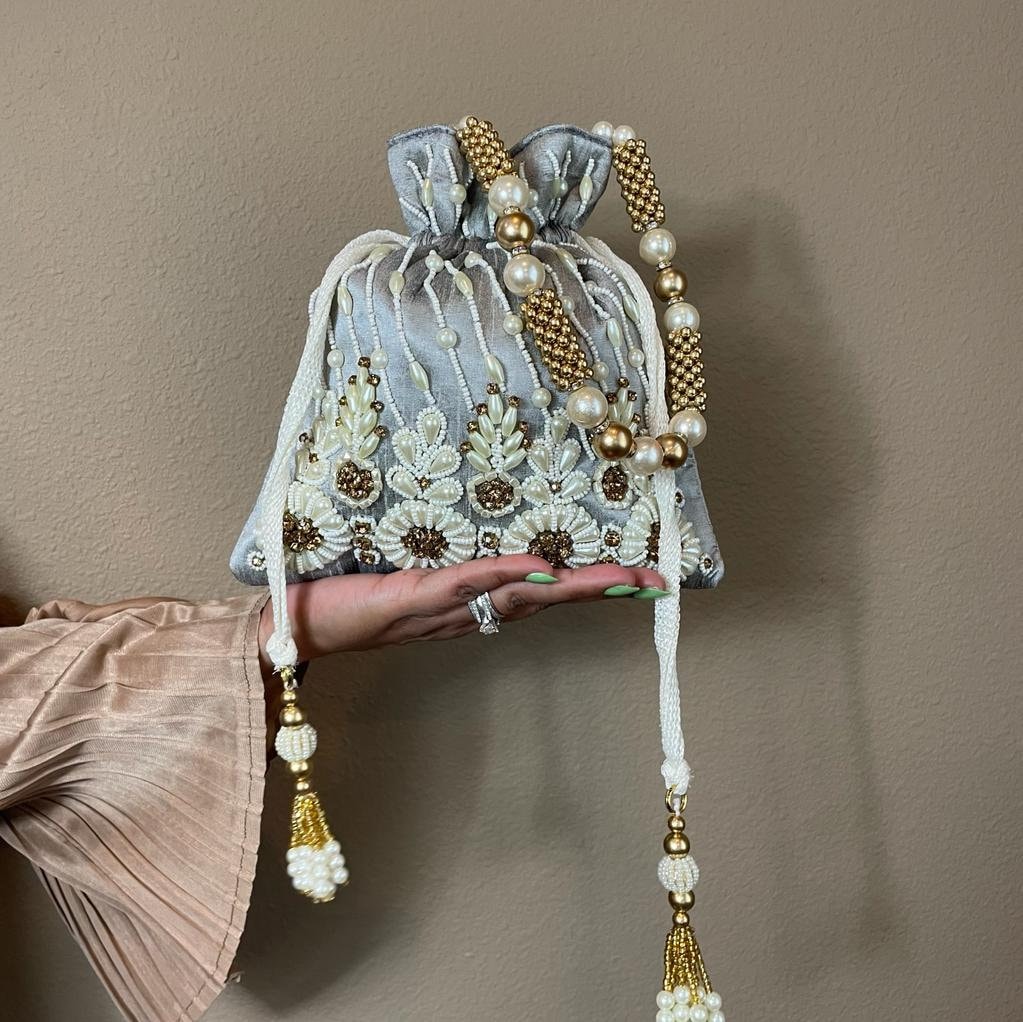 Silver cheap potli bags