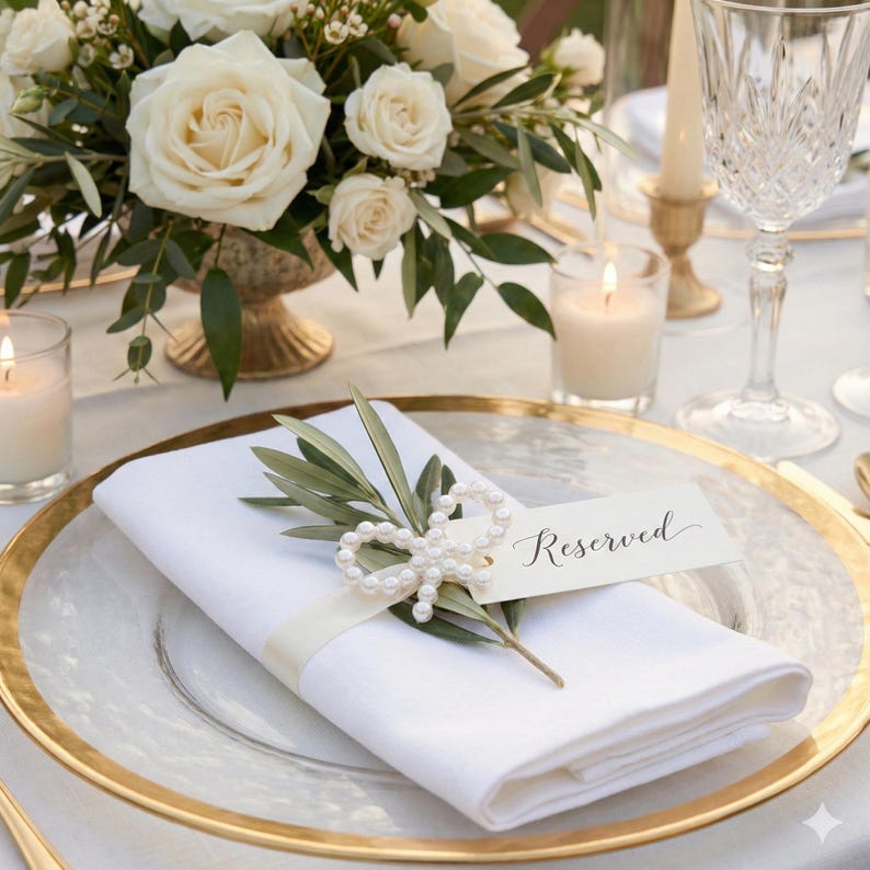 Elegant Pearl Ribbon Table Pieces for Black Tie Banquet Styling, Parisian Inspired Theme, Proposal Party, Anniversary Gathering Decorations