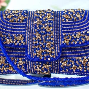 Navy Blue Bag Beaded Clutch Special Occasion Bag Mother of Bride Wedding Party Crystal Purse Date Night Dress Idea Holiday Gift For Daughter