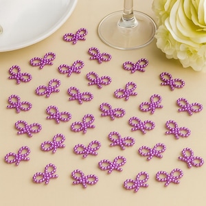 Purple Wedding Decoration Pearl Bow Charm Mini Embellishment for Wedding Table Party Scatter DIY Craft Favor Bachelorette Shower Supply