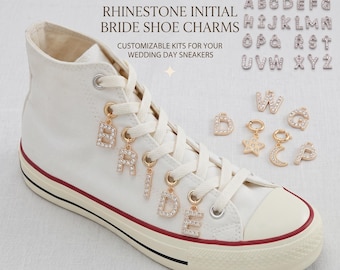 Rhinestone Initial Shoe Charm for Bride Personalized Wedding Sneaker Charm A-Z Letter Lace Charm Bridal Shoe Accessories Bride Gift Alphabet
