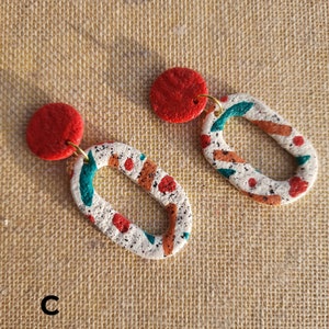 Rot und Braun Statement Ohrringe aus Polymer-Ton für Frauen Leicht Handgefertigt Hypoallergen Geeignet für alle Bestes Geschenk für sie Bild 5