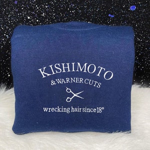 Embroideried Kishimoto and Warner Crewneck, Shatter Me Sweatshirt ,Embroidery Shatter Me Merch Hoodie, Aaron Warner Sweatshirt