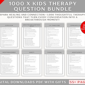 Kids Therapy Questions Bundle: Counseling Tools for Trauma, Coping Skills