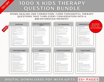 Kids Therapy Questions Bundle: Counseling Tools for Trauma, Coping Skills