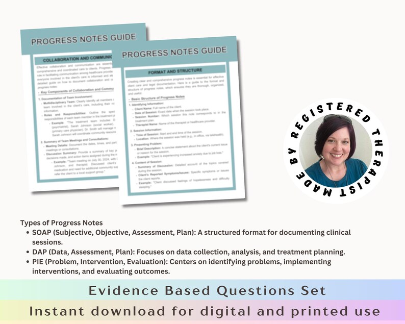 Therapy Progress Notes Guide: Examples & Prompts (digital Download) - Etsy