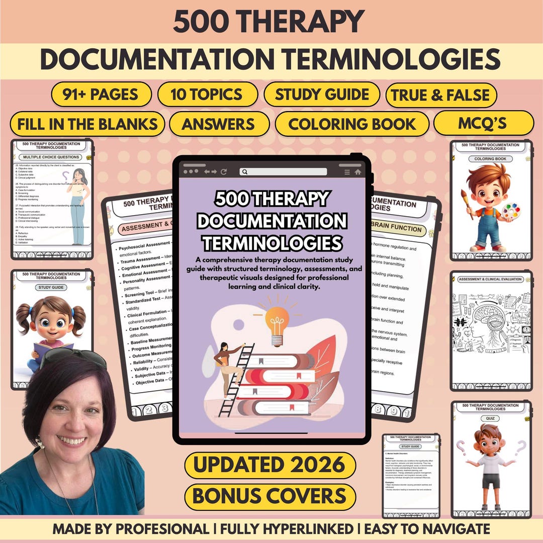 Therapy Documentation Terminology Bundle, 500+ Terminologies, 91+ Pages ...