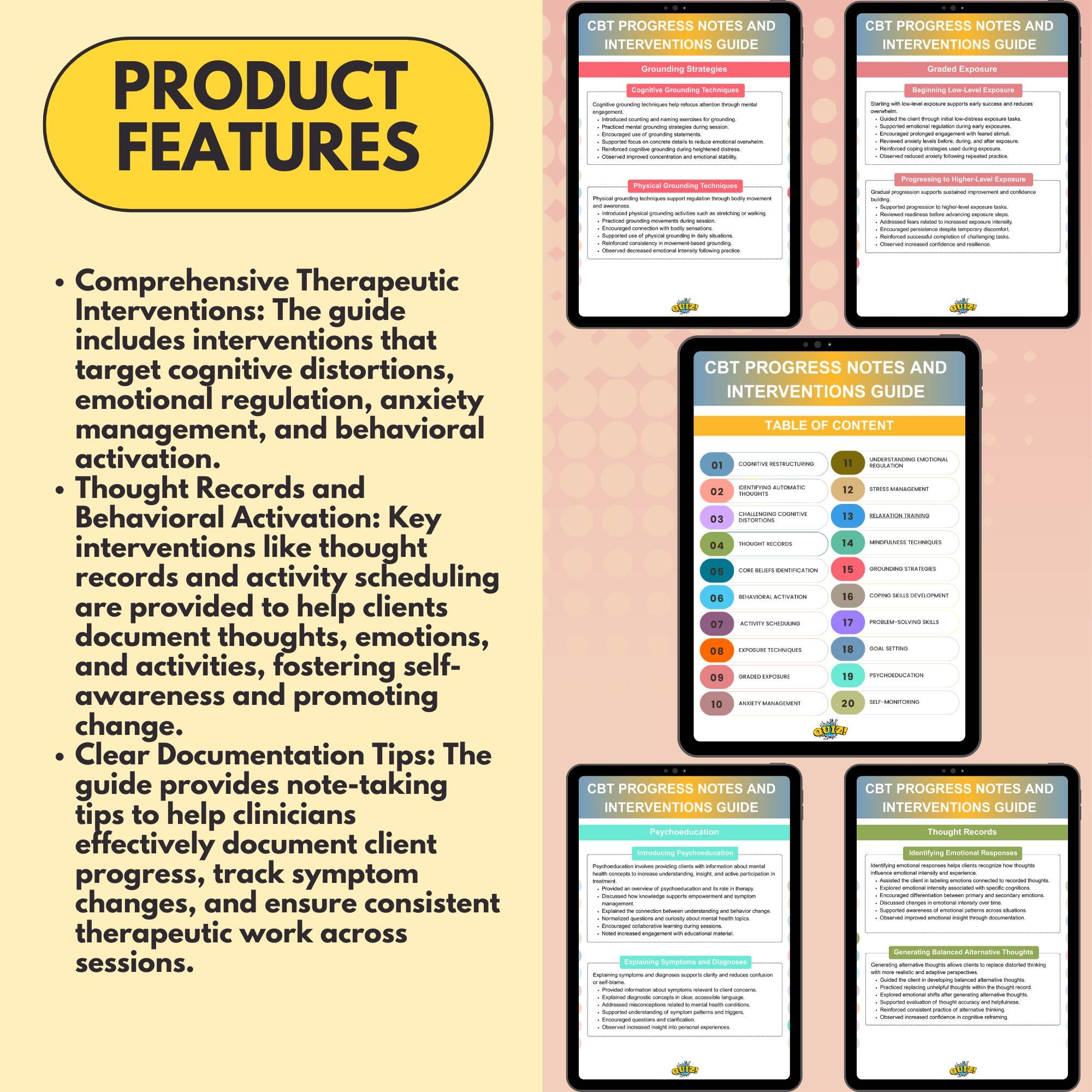 Progressed Rtc Interventions CBT Progress Notes and Interventions Guide for Counselor & Therapist ...