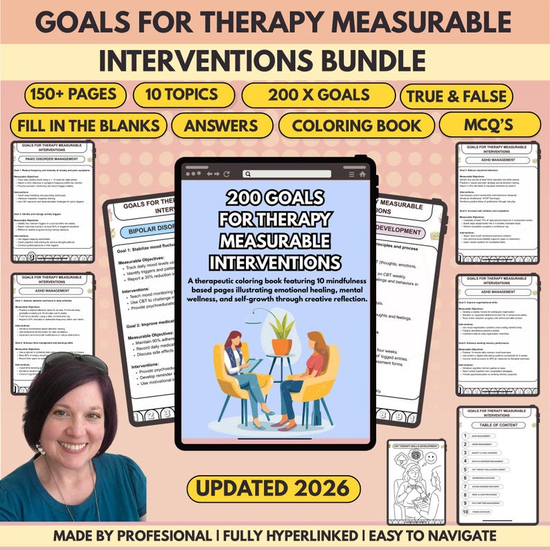 Goals for Therapy Measurable Interventions Bundle, 200 X Goals, 150 ...