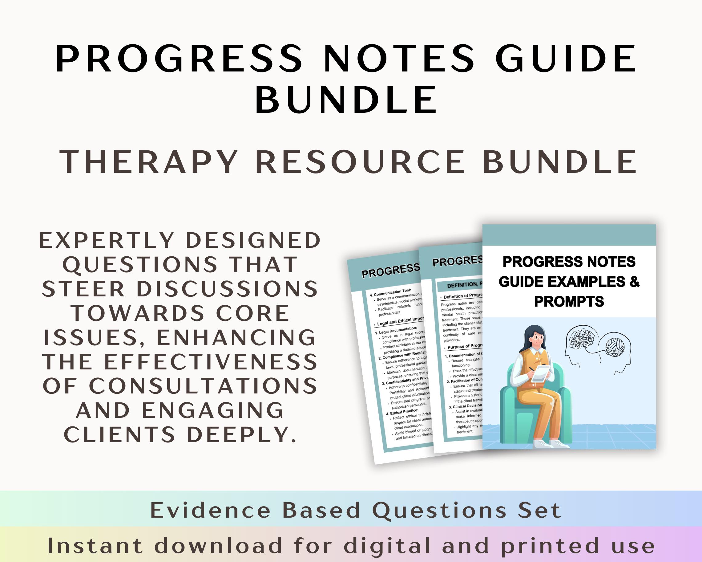 Progress Notes Guide Examples & Prompts, Progress Note Writing Cheat ...