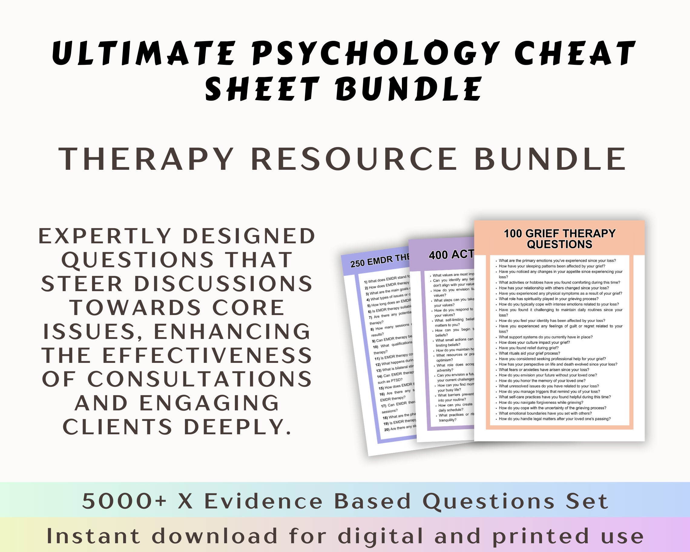 Psychology Cheat Sheet Bundle: CBT, DBT, EMDR, Psychodynamic Therapy ...