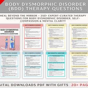 Body Dysmorphic Disorder Therapy Questions, Body Dysmorphia Questions, Body Image Therapy, Counseling Questions, Therapy Questionnaire