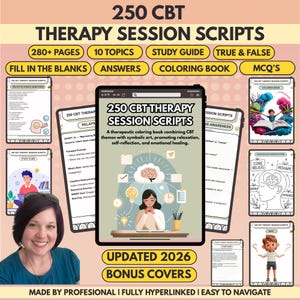 250 CBT Therapy Session Scripts: Coginitive Behavioral Therapy, Therapist Tools (Digital Download)