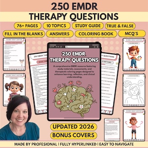 EMDR Therapy Questions Bundle: Study Guide, Coloring Book (Digital Download)