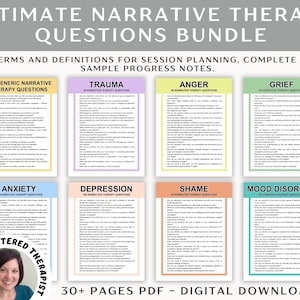 Narrative Therapy Questions Bundle: Interventions & Phrases (PDF)