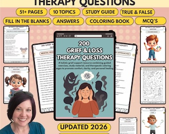 Grief Therapy Questions Bundle: 200 Counseling Prompts (Digital Download)