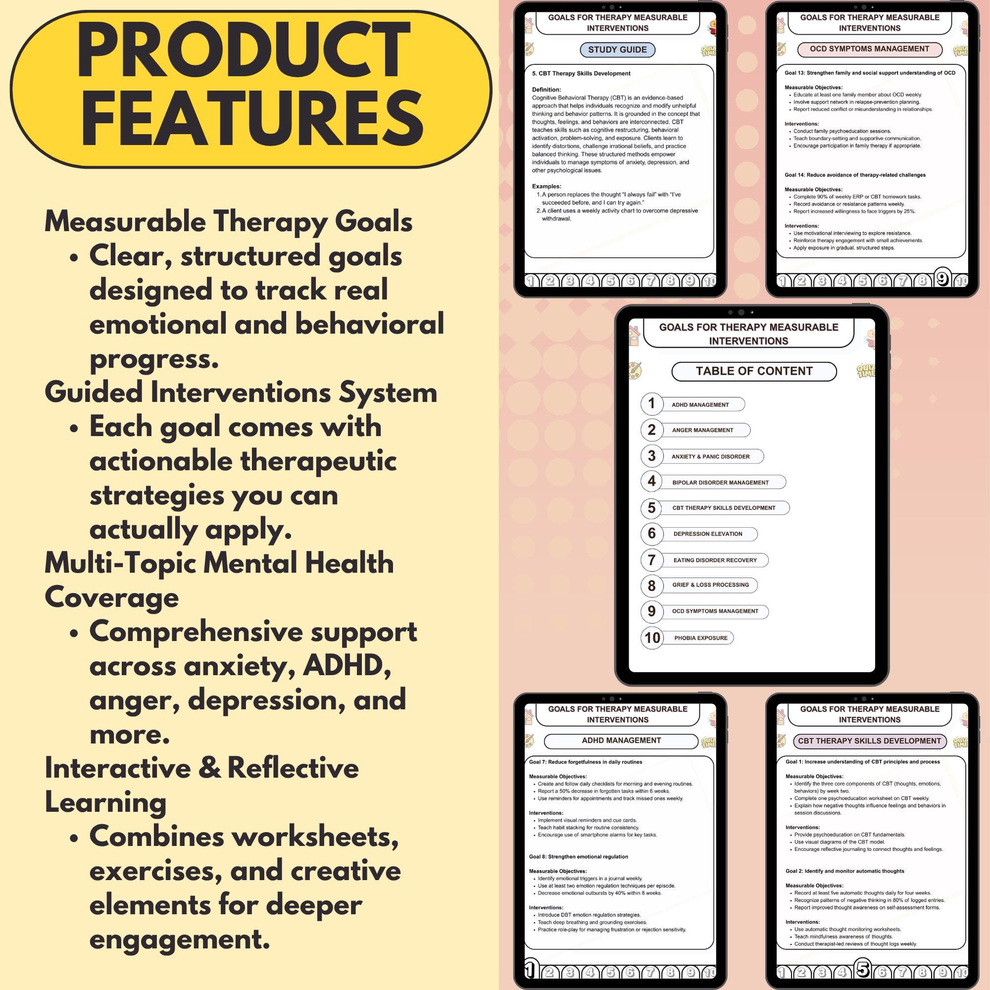 Goals for Therapy Measurable Interventions Bundle, 200 X Goals, 150 ...
