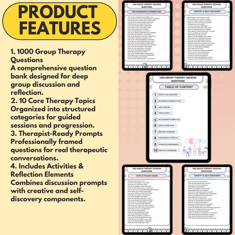 1000 X Group Therapy Questions, Counseling Tools, Hyperlinked 2026 ...