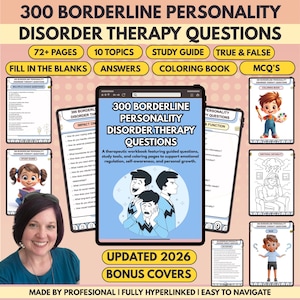 BPD Therapy Workbook: 300+ Questions, Study Guides, Coloring Book (PDF)