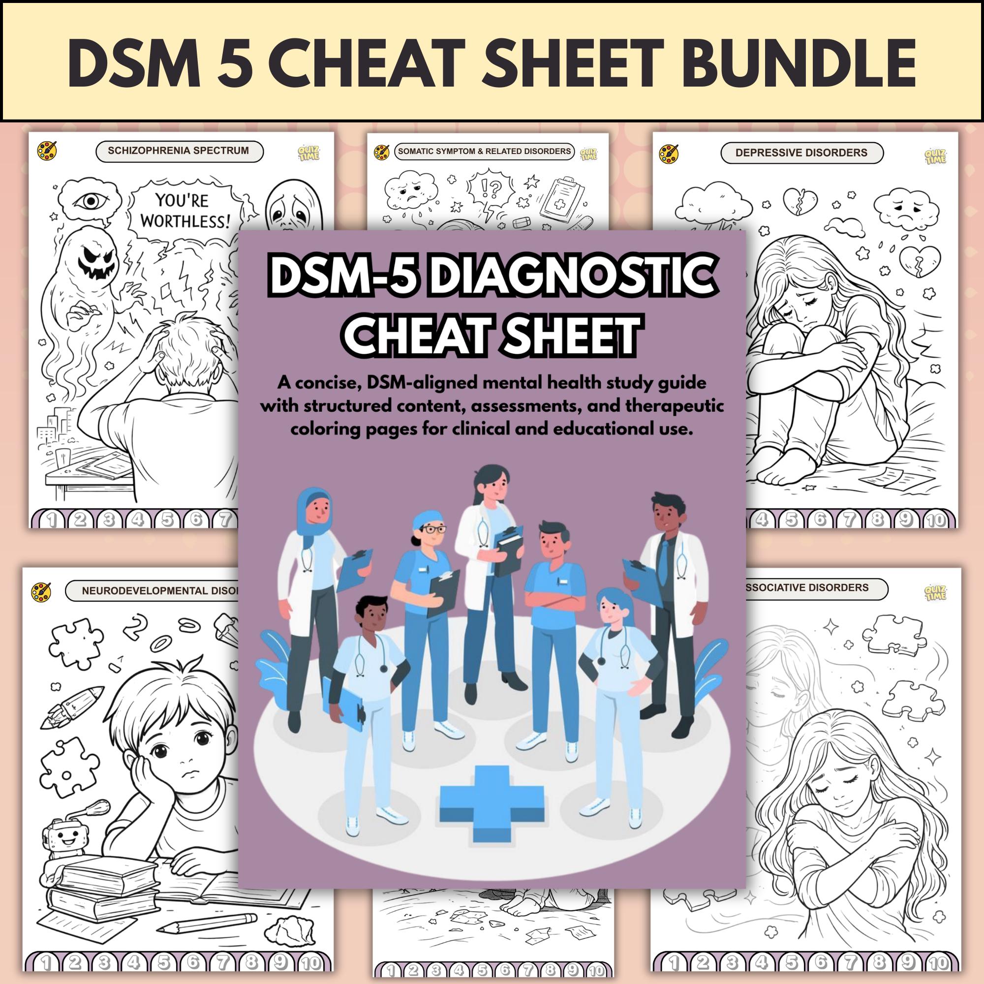 DSM-5 Diagnostic Cheat Sheet Bundle, Mental Disorder Diagnosis Criteria ...
