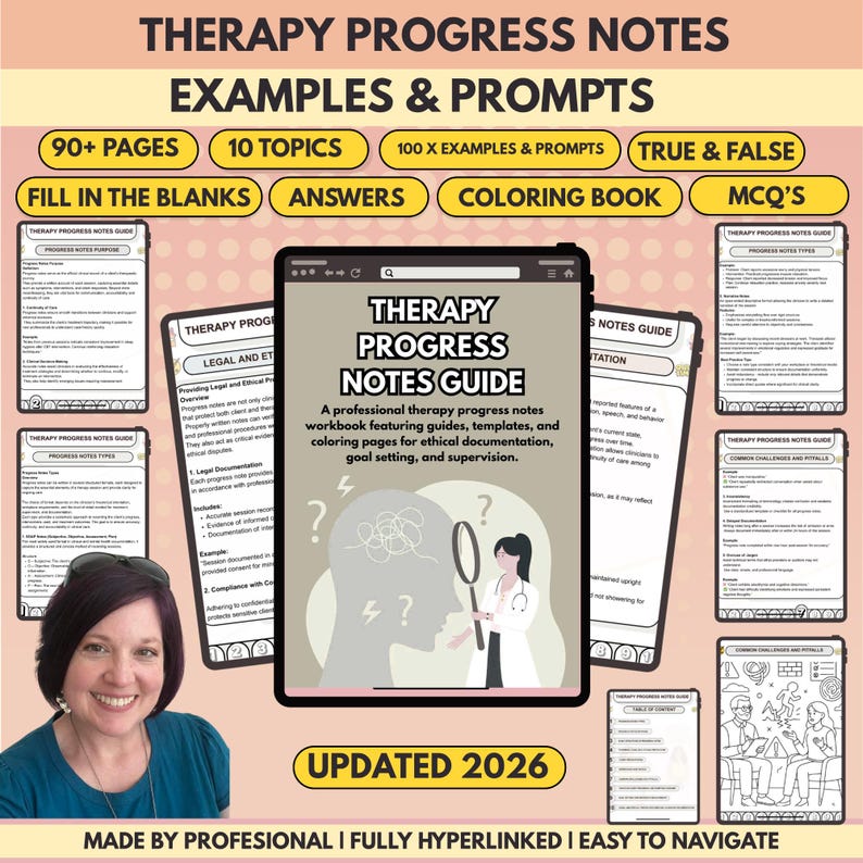 Therapy Progress Notes Guide: Examples & Prompts, 90+ Pages, Fully ...