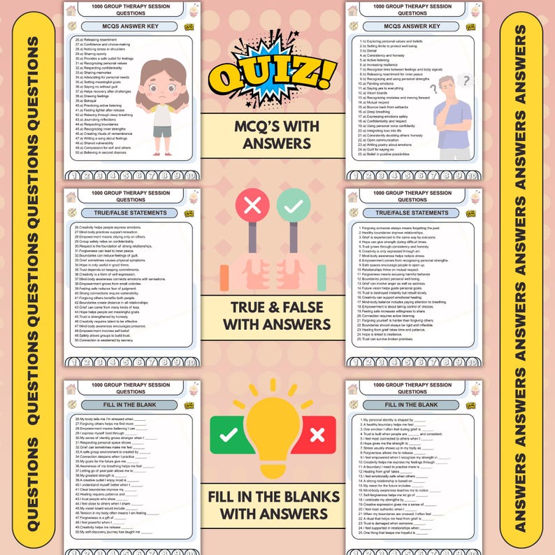 1000 X Group Therapy Questions, Counseling Tools, Hyperlinked 2026 ...