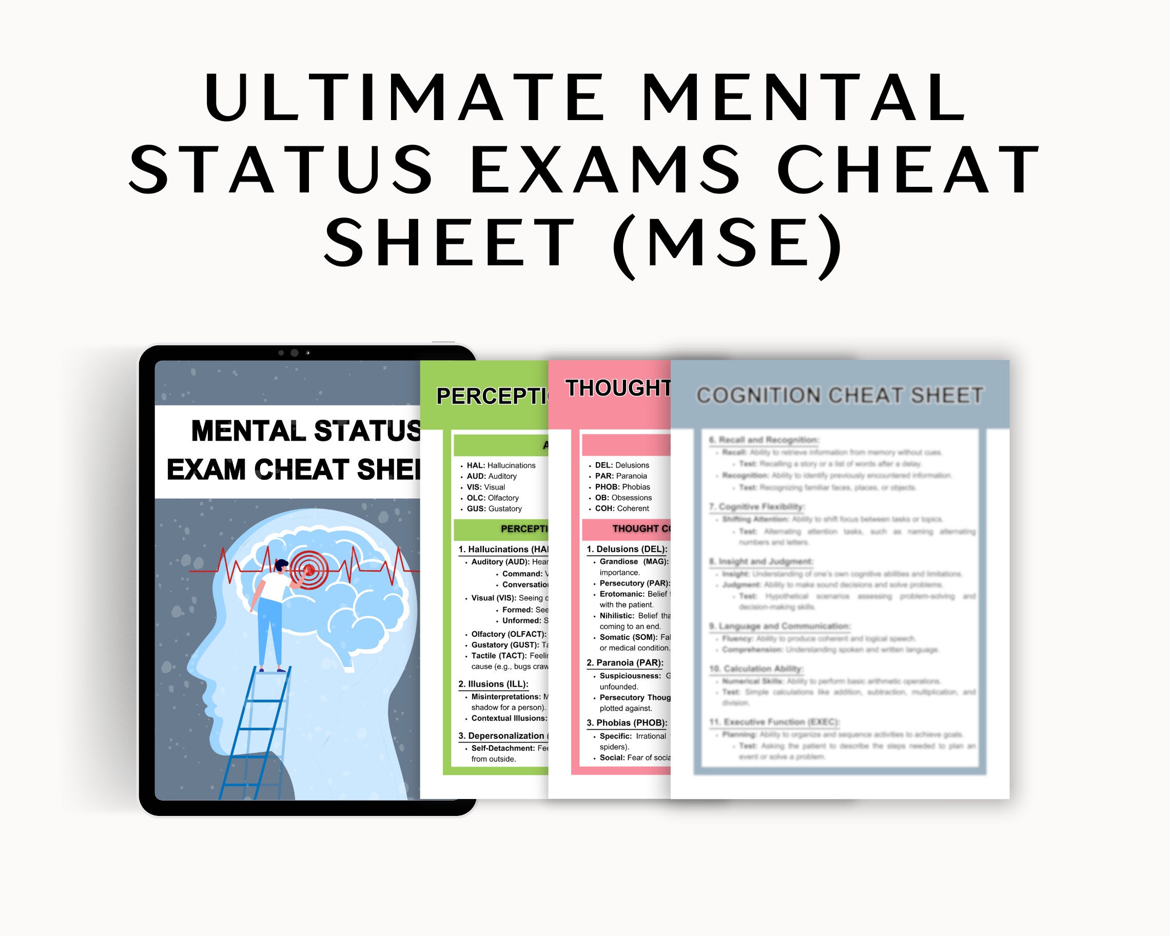 Mental Status Exam Cheat Sheet, MSE Reference Sheet, MSE Writing Guide ...