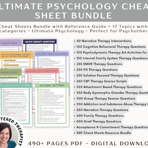 Therapy Cheat Sheets Bundle: DBT, CBT, EMDR Reference Guides (Digital Download)