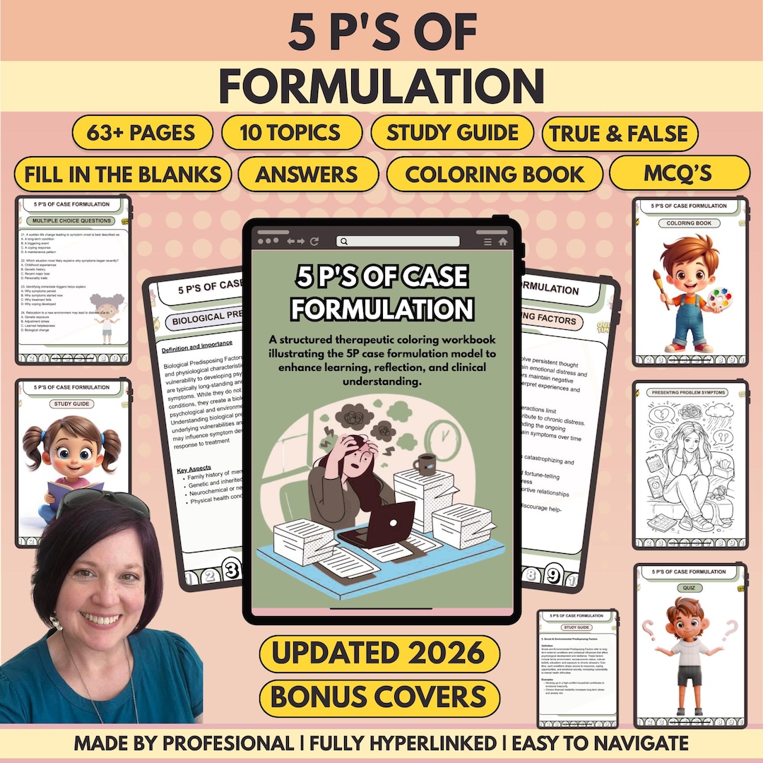 5 P's Risk Formulation 5 P's of Case Formulation Worksheets: Mental Health Tool (PDF) - Etsy ...
