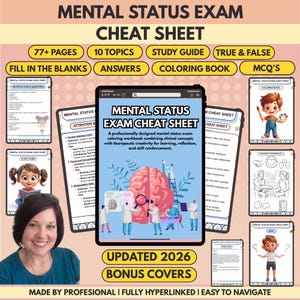 Mental Status Exam Cheat Sheet: MSE Reference & Assessment (Digital Download)