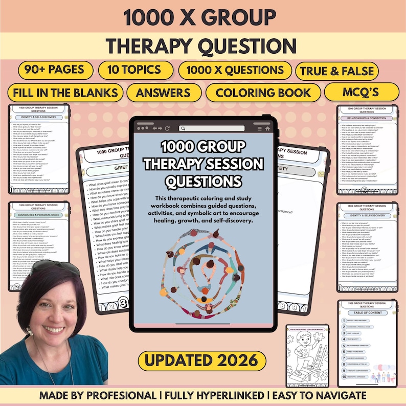 1000 X Group Therapy Questions, Counseling Tools, Hyperlinked 2026 ...