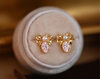 Franklin Mint crystal fashion doll earrings jewelry goldtone citrine teardrop