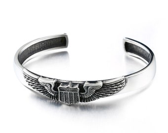 Air Force Badge Armband, Titanium Armband, Manchet Armband